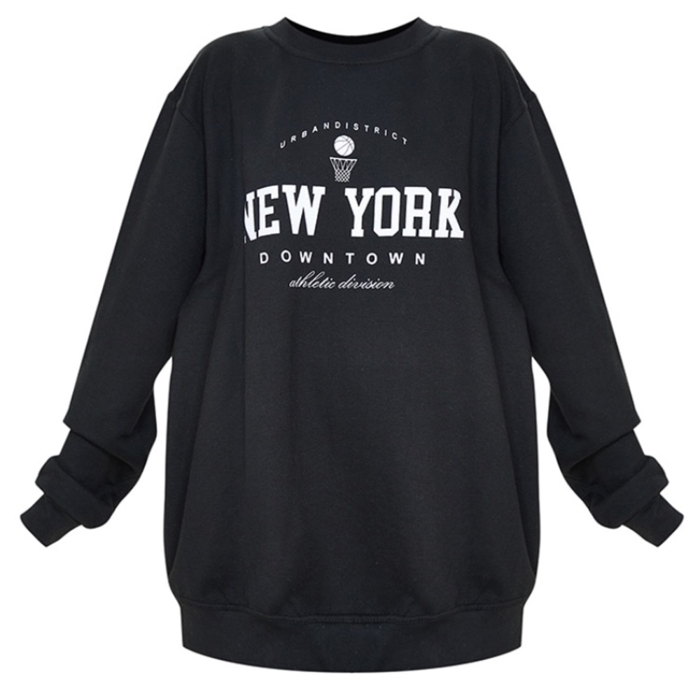 prettylittlething new york downtown graphic printed sweatshirt